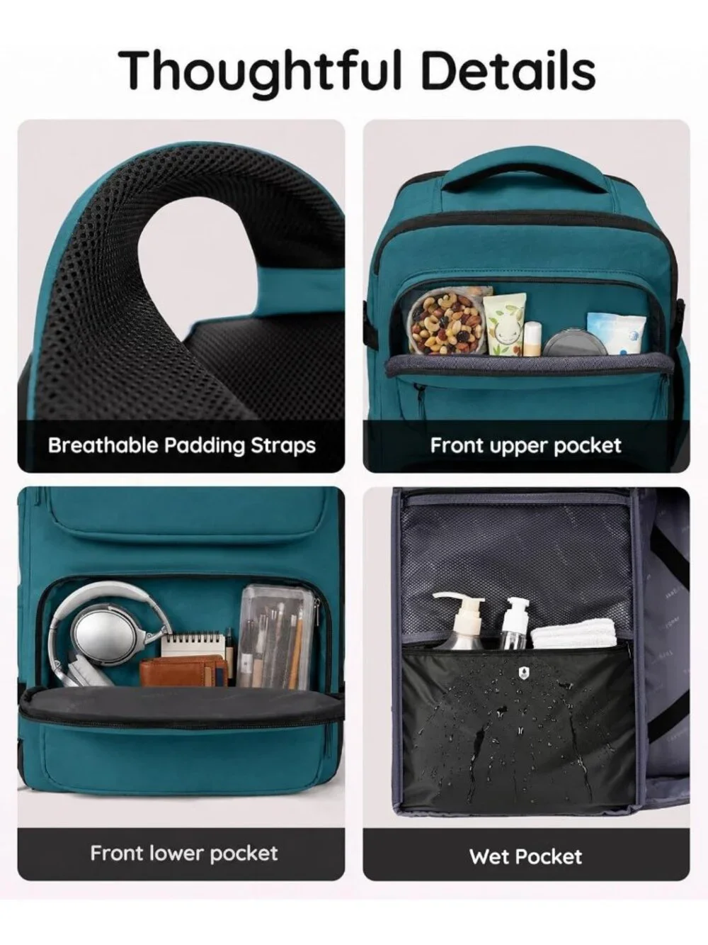 Airline Approved Carry-On Backpack | Women's Travel Weekender Bag, Lightweight